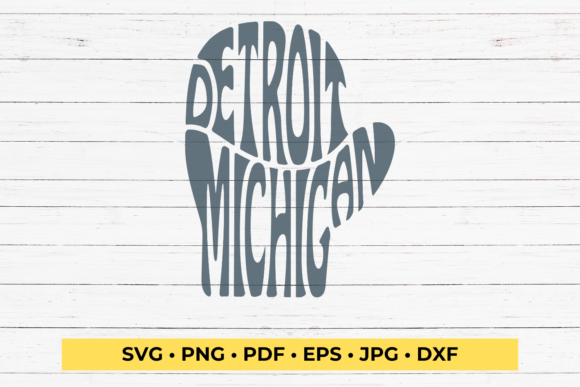 Detroit Michigan Mitten-Shaped Word Art