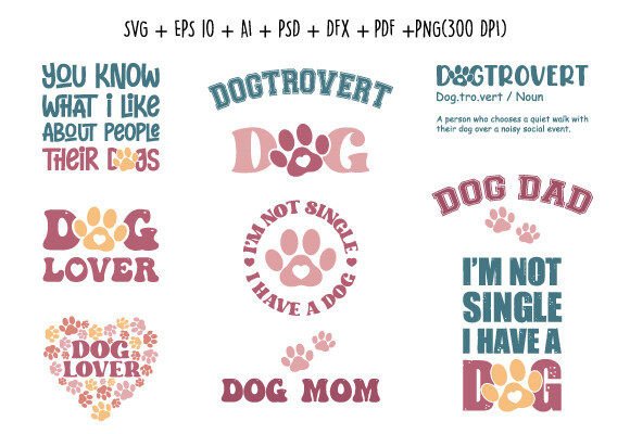 Dog Quotes Bundle SVG Png Design
