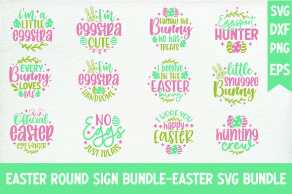 Easter Round Sign Bundle-Easter SVG Bund